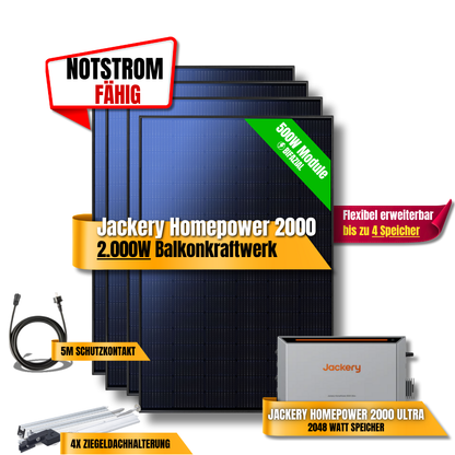 2000W Jackery Home Power Ultra2000 Balkonkraftwerk Speicher 2600W