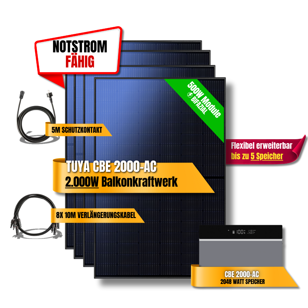 2000 Watt Tuya CBE 2000-AC Balkonkraftwerk