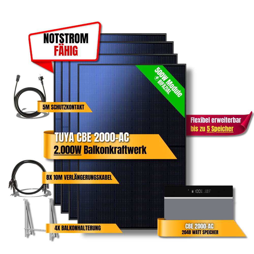 2000 Watt Tuya CBE 2000-AC Balkonkraftwerk