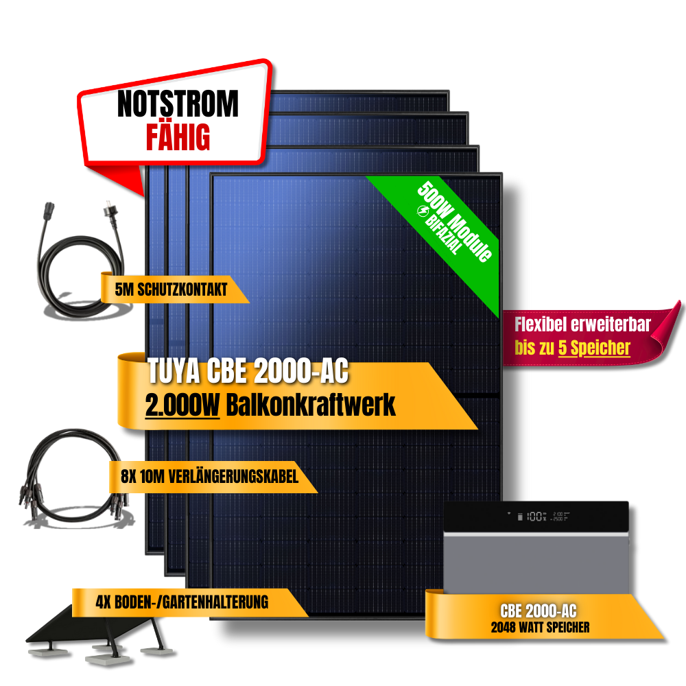 2000 Watt Tuya CBE 2000-AC Balkonkraftwerk