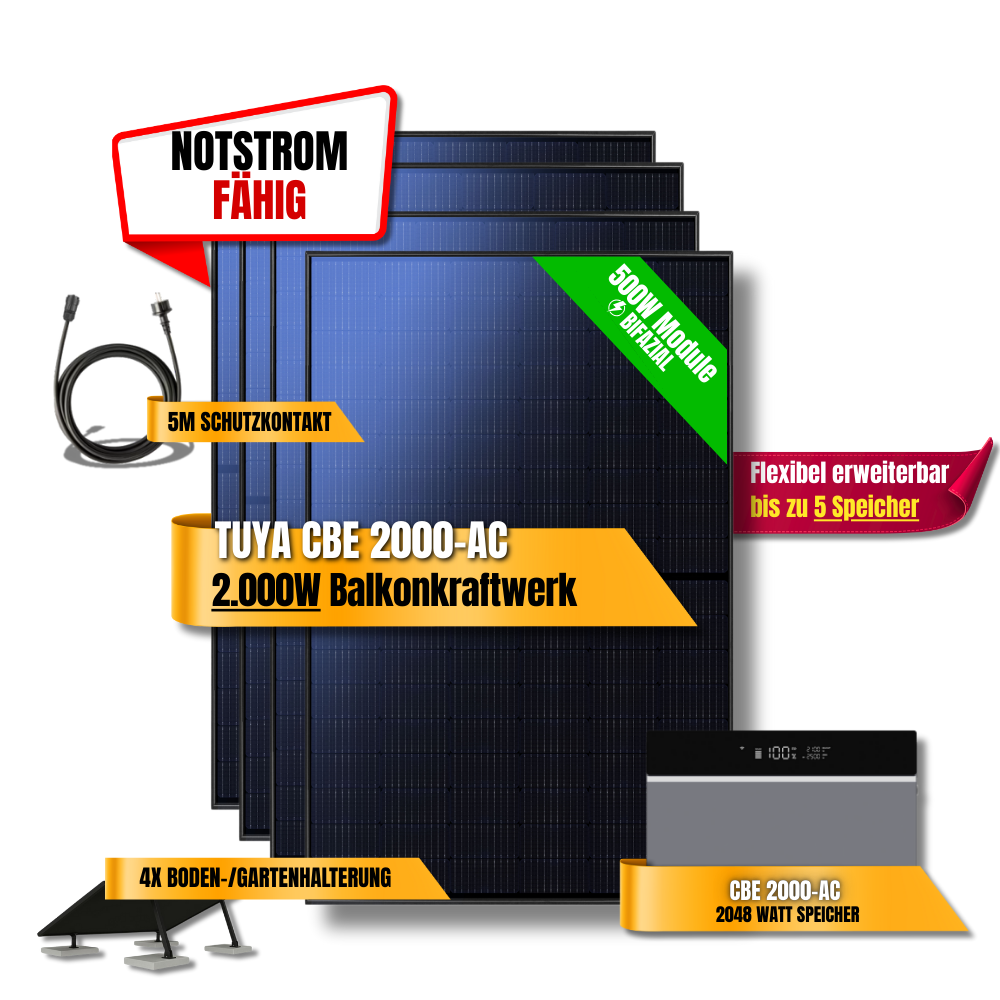 2000 Watt Tuya CBE 2000-AC Balkonkraftwerk