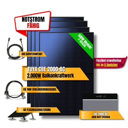 2000 Watt Tuya CBE 2000-AC Balkonkraftwerk
