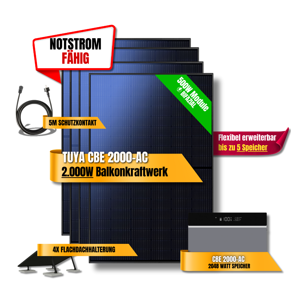 2000 Watt Tuya CBE 2000-AC Balkonkraftwerk