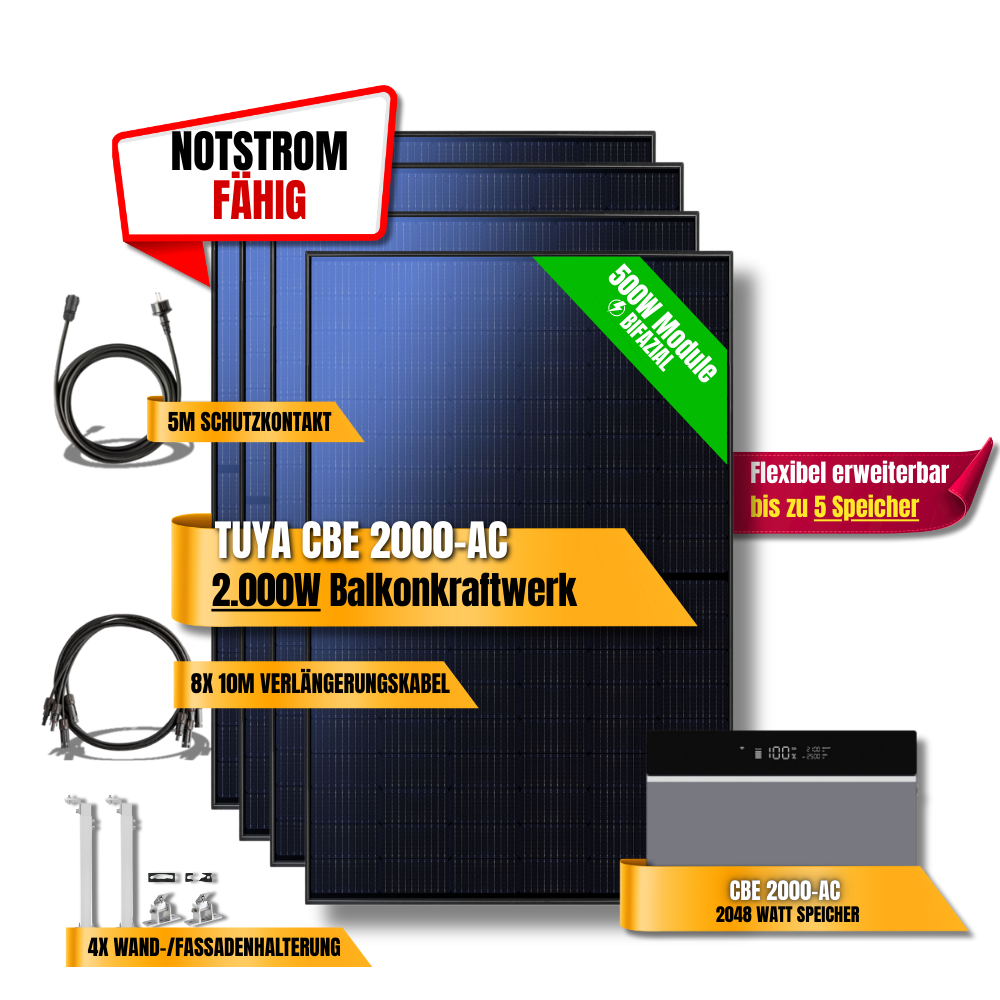 2000 Watt Tuya CBE 2000-AC Balkonkraftwerk