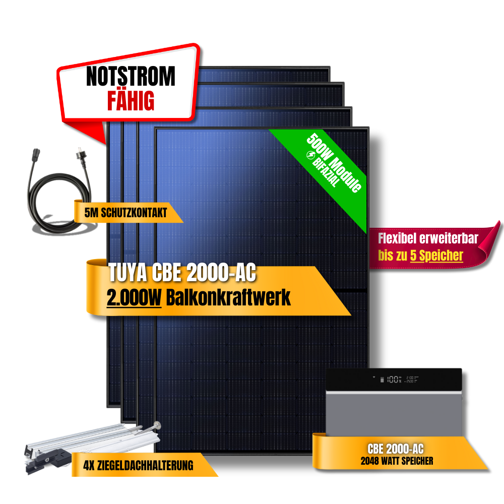 2000 Watt Tuya CBE 2000-AC Balkonkraftwerk