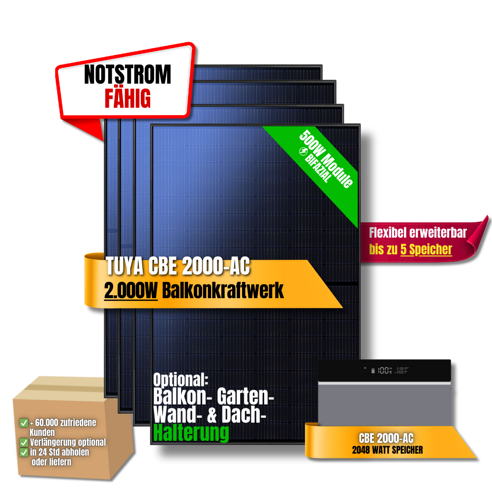 2000 Watt Tuya CBE 2000-AC Balkonkraftwerk