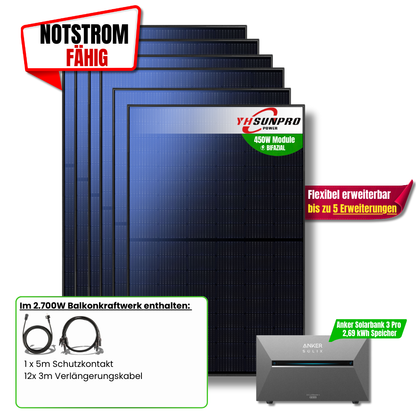 2700W Anker Solix 3 Pro Balkonkraftwerk