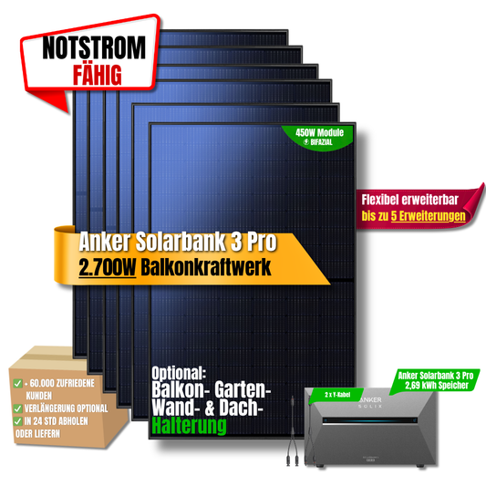 2700 W Balkonkraftwerk Anker SOLIX Solarbank 3 Pro