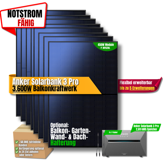 3600 W Balkonkraftwerk Anker SOLIX Solarbank 3 Pro