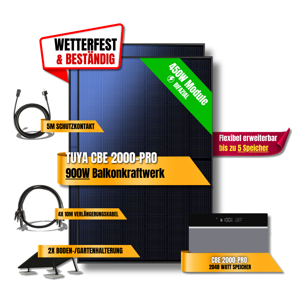 900 Watt Tuya FlexHome Serie CBE 2000 Pro Balkonkraftwerk