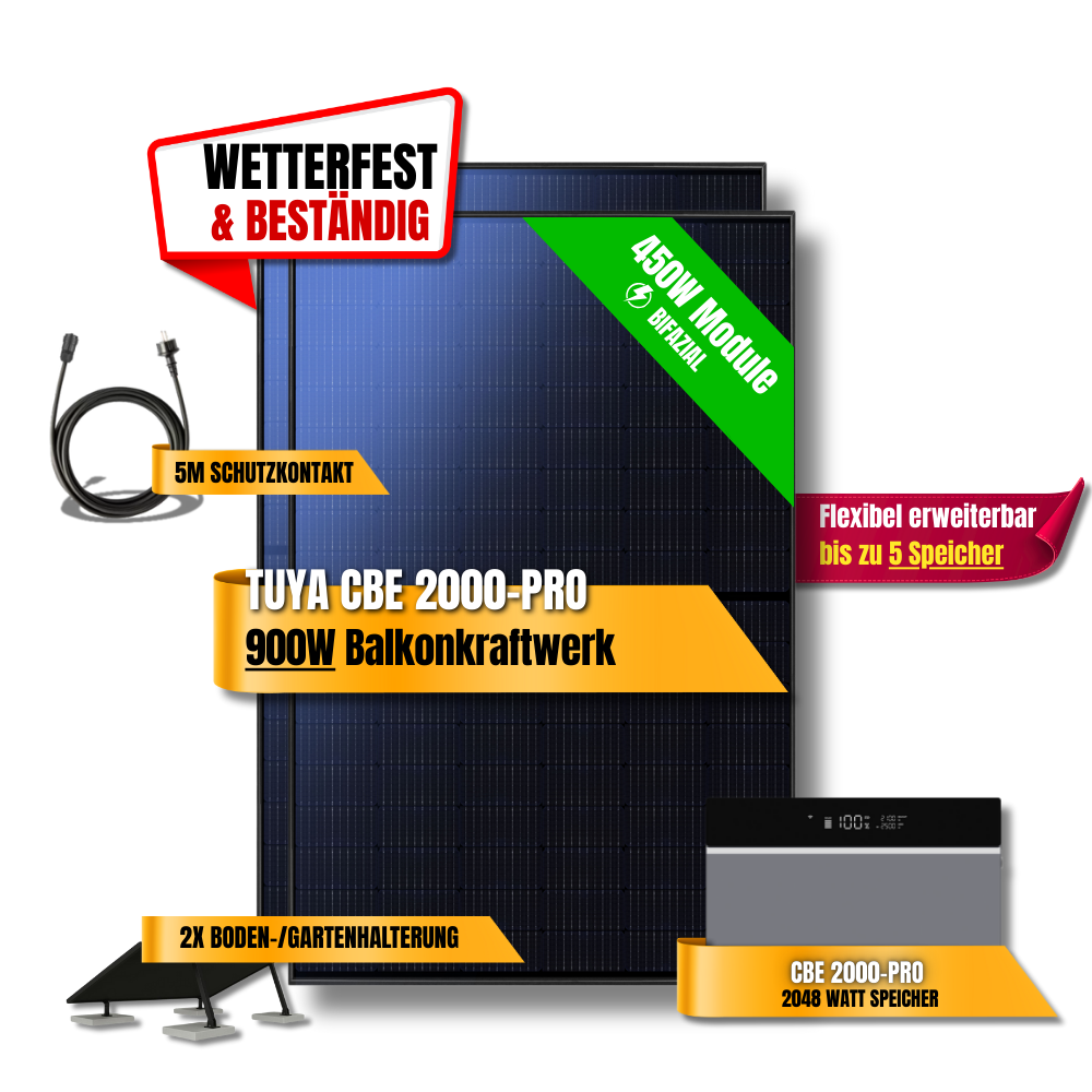 900 Watt Tuya FlexHome Serie CBE 2000 Pro Balkonkraftwerk