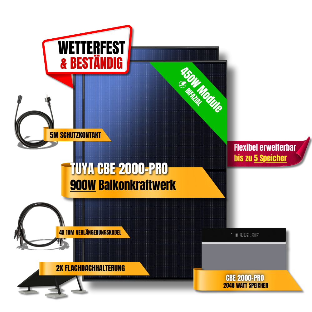 900 Watt Tuya FlexHome Serie CBE 2000 Pro Balkonkraftwerk