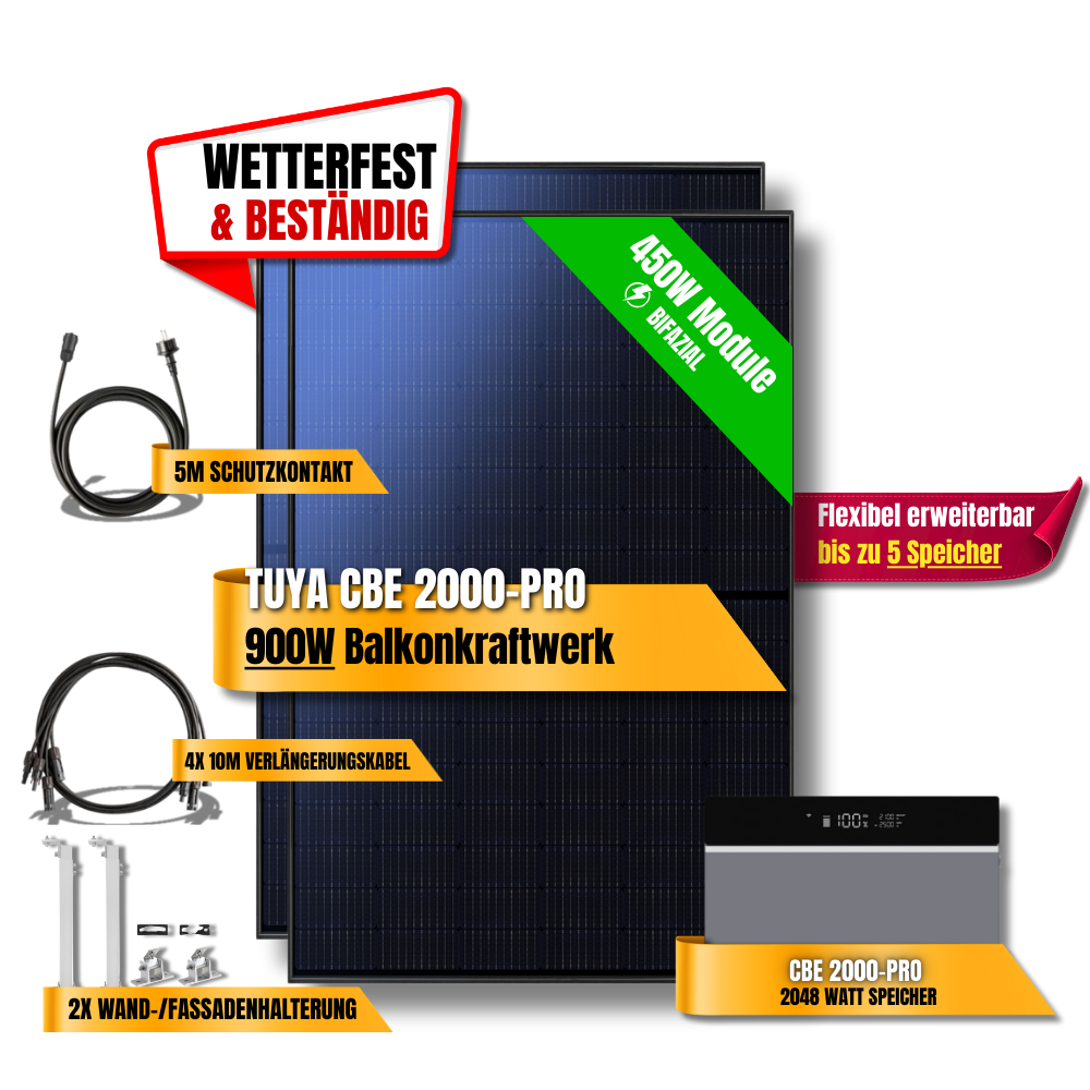 900 Watt Tuya FlexHome Serie CBE 2000 Pro Balkonkraftwerk