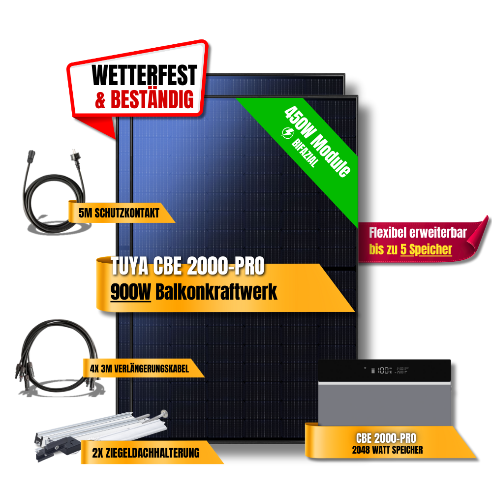 900 Watt Tuya FlexHome Serie CBE 2000 Pro Balkonkraftwerk