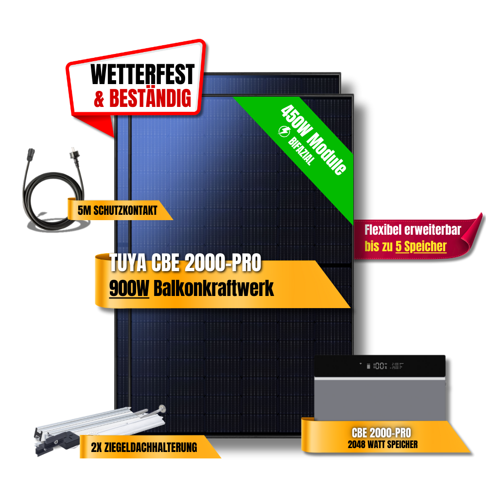 900 Watt Tuya FlexHome Serie CBE 2000 Pro Balkonkraftwerk