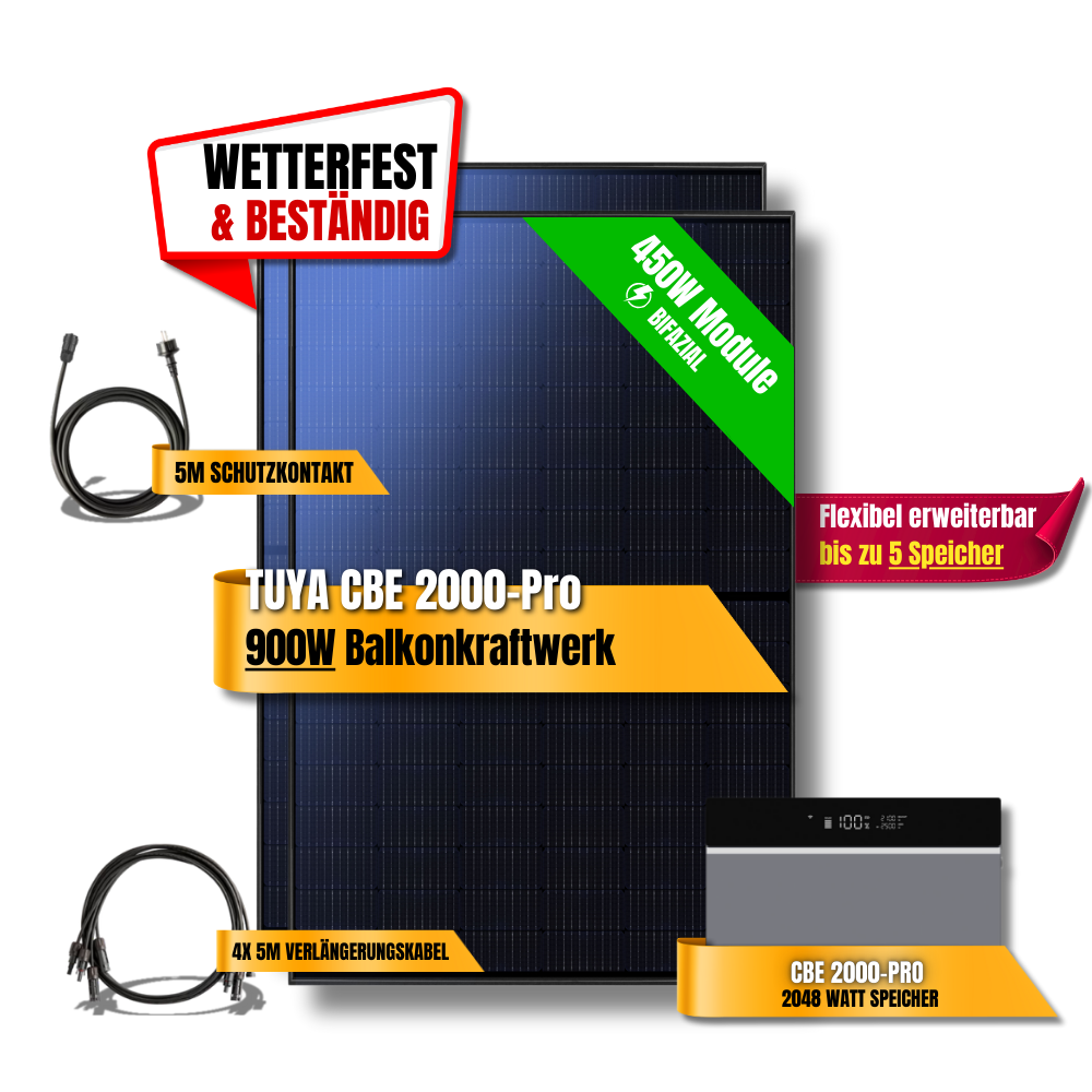 900 Watt Tuya FlexHome Serie CBE 2000 Pro Balkonkraftwerk
