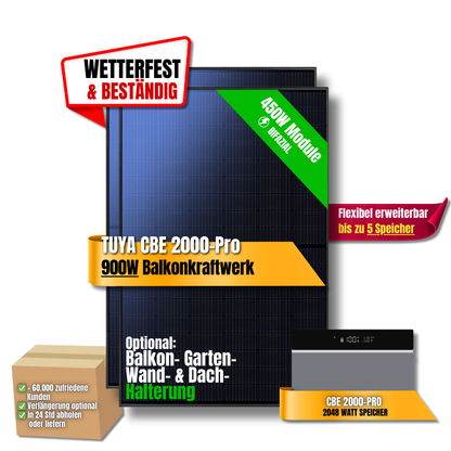 900 Watt Tuya FlexHome Serie CBE 2000 Pro Balkonkraftwerk
