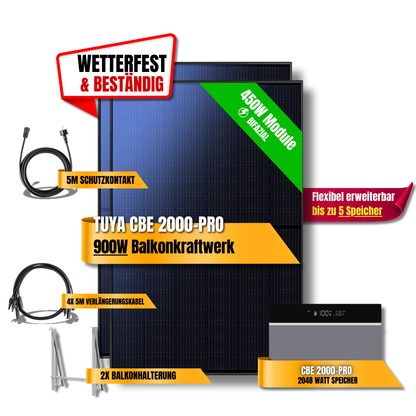 900 Watt Tuya FlexHome Serie CBE 2000 Pro Balkonkraftwerk