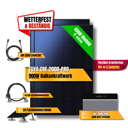 900 Watt Tuya FlexHome Serie CBE 2000 Pro Balkonkraftwerk