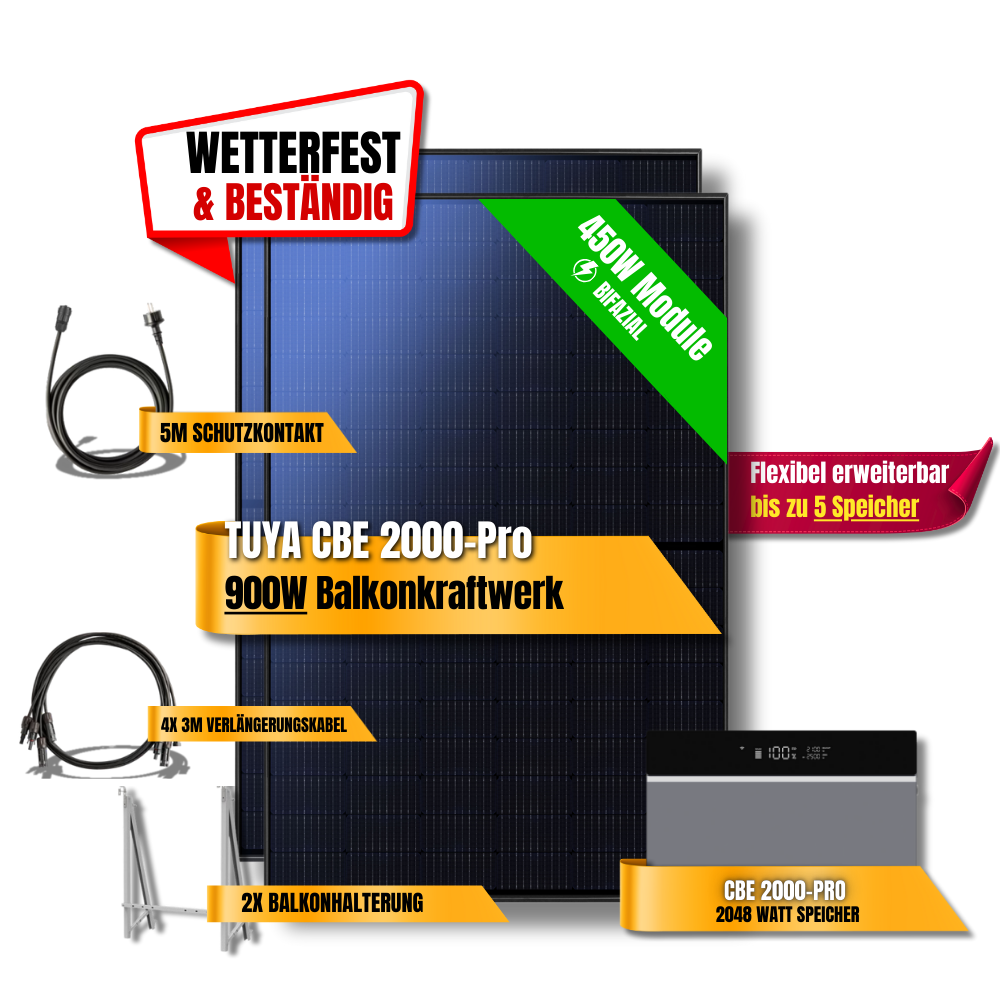 900 Watt Tuya FlexHome Serie CBE 2000 Pro Balkonkraftwerk
