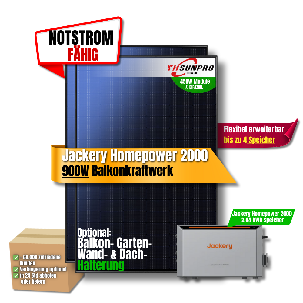 900W Jackery HomePower 2000 Balkonkraftwerk