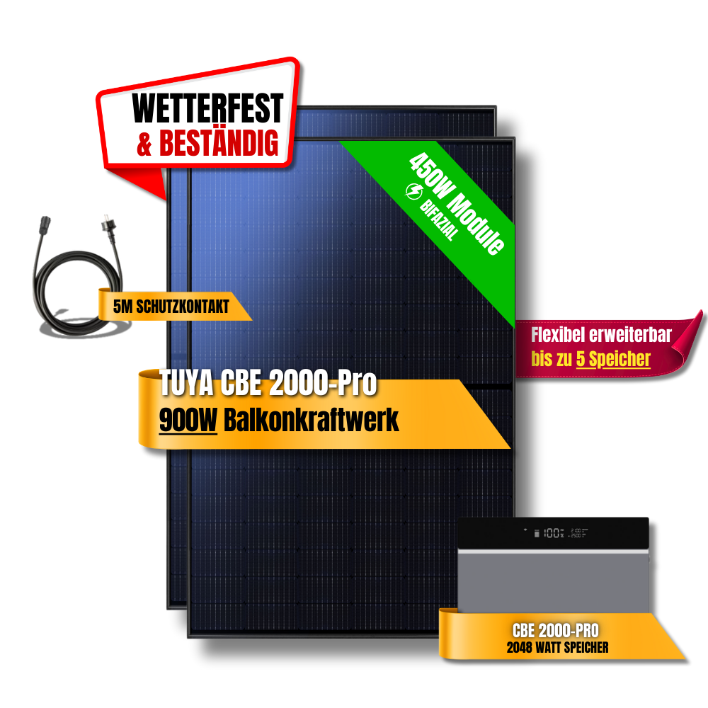 900 Watt Tuya FlexHome Serie CBE 2000 Pro Balkonkraftwerk