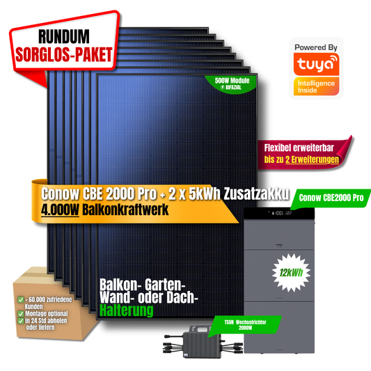 4000 W Balkonkraftwerk Tuya mit 12 kWh Speicher