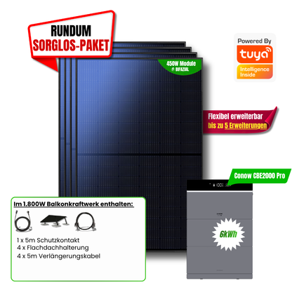 1800 W Balkonkraftwerk Tuya mit 6 kWh Speicher