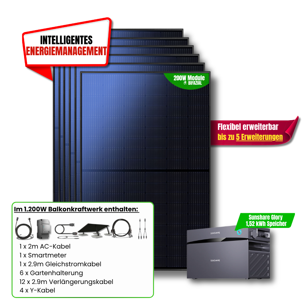 1200 Watt Sunshare Glory Balkonkraftwerk