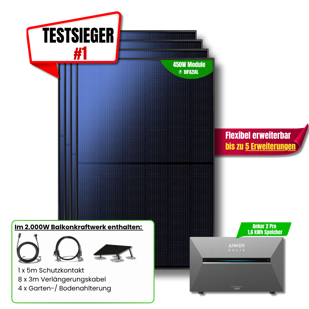 2000 W Balkonkraftwerk Anker SOLIX Solarbank 2 Pro