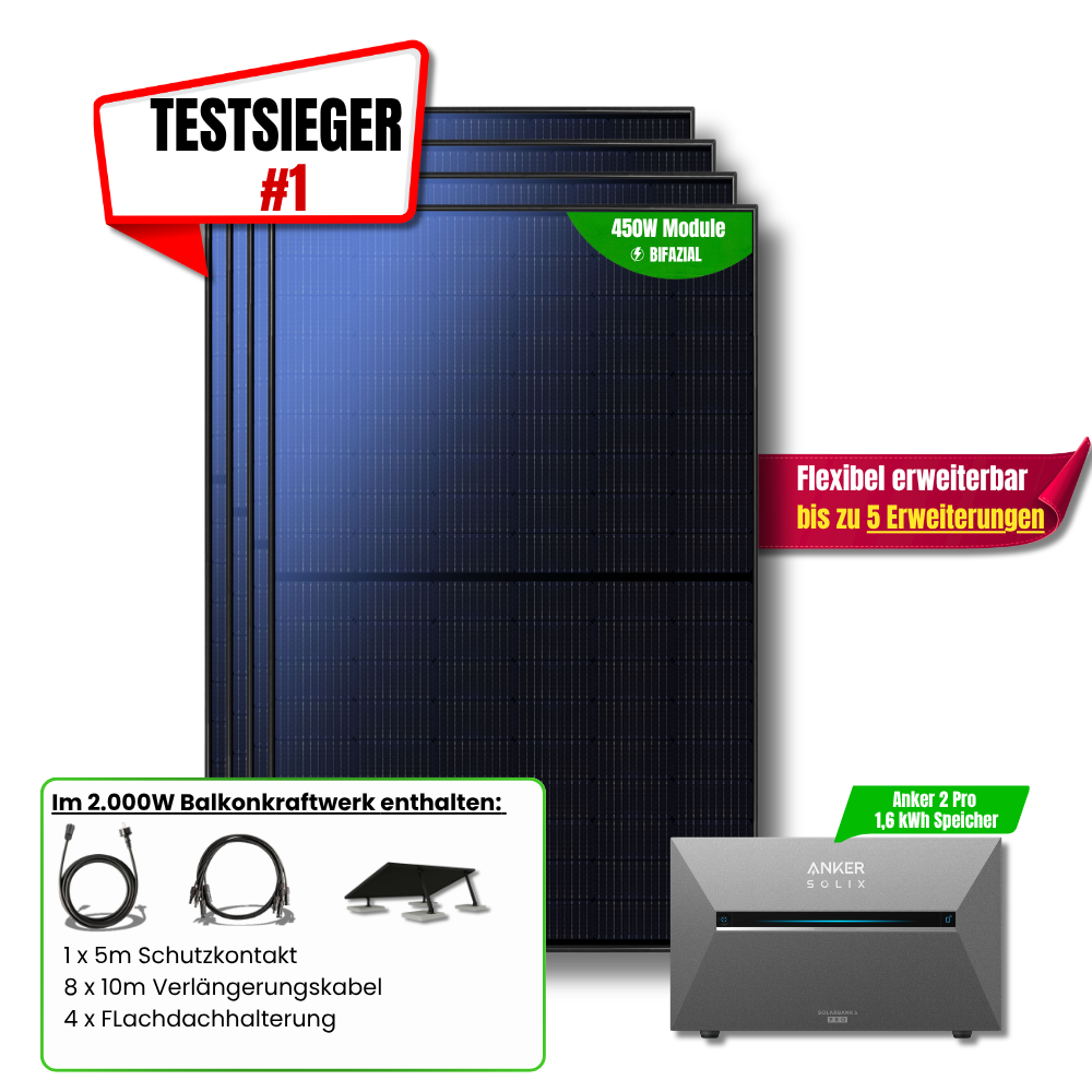 2000 W Balkonkraftwerk Anker SOLIX Solarbank 2 Pro