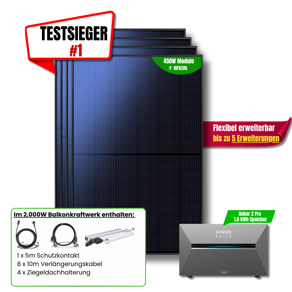 2000 W Balkonkraftwerk Anker SOLIX Solarbank 2 Pro