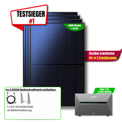 2000 W Balkonkraftwerk Anker SOLIX Solarbank 2 Pro