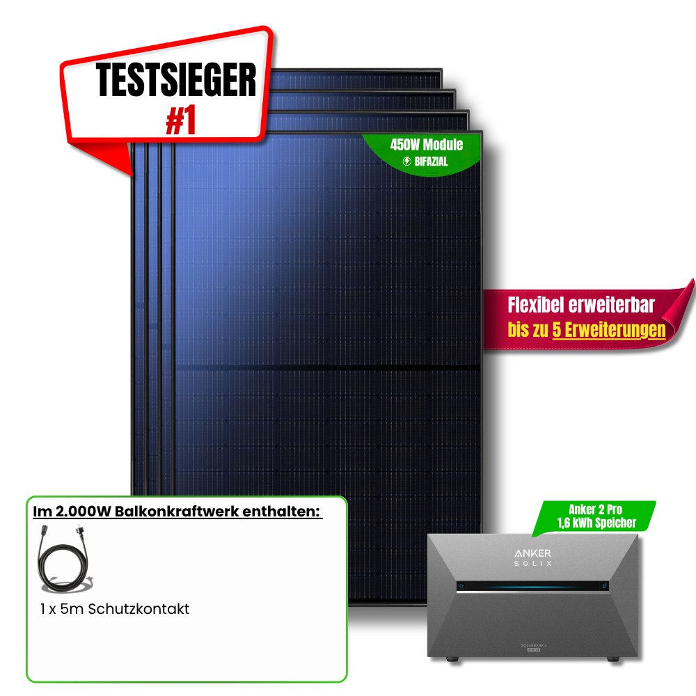 2000 W Balkonkraftwerk Anker SOLIX Solarbank 2 Pro