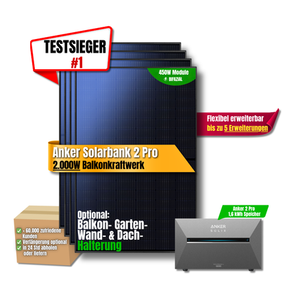 2000 W Balkonkraftwerk Anker SOLIX Solarbank 2 Pro