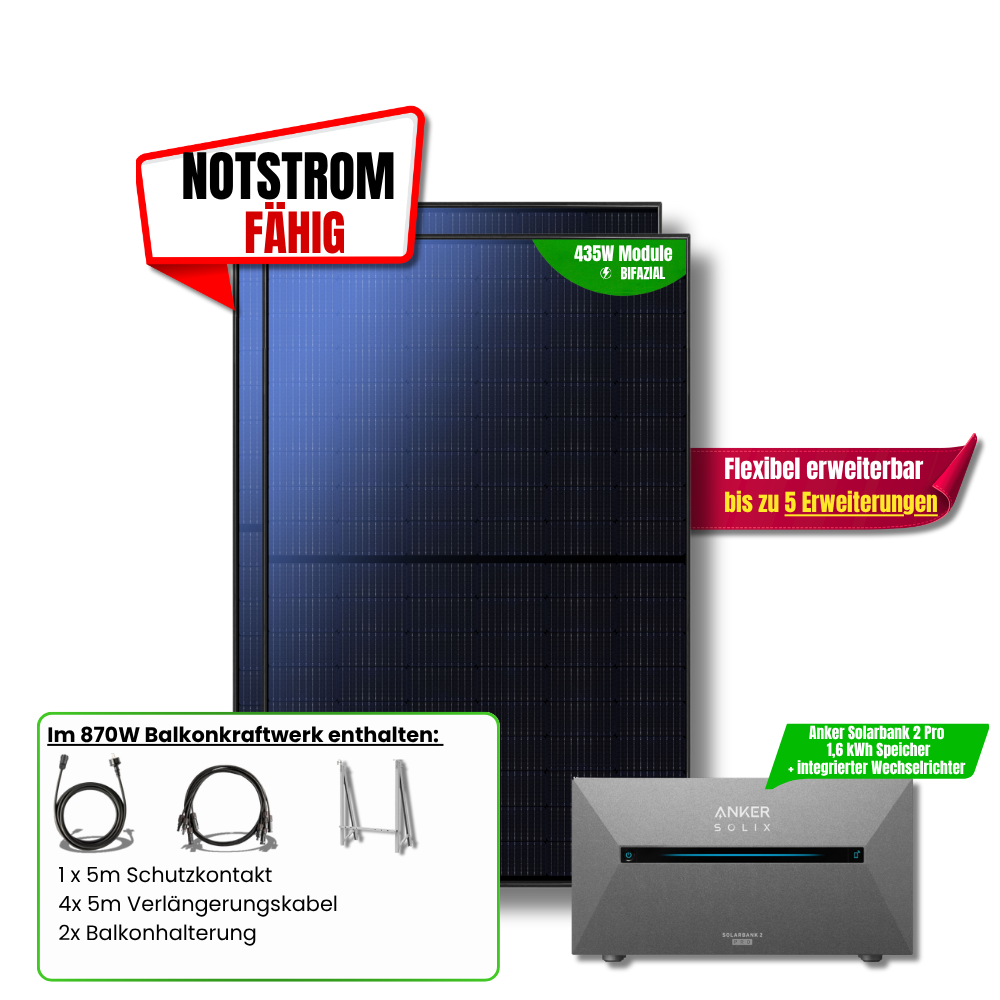 870 W Balkonkraftwerk Anker SOLIX Solarbank 2 Pro