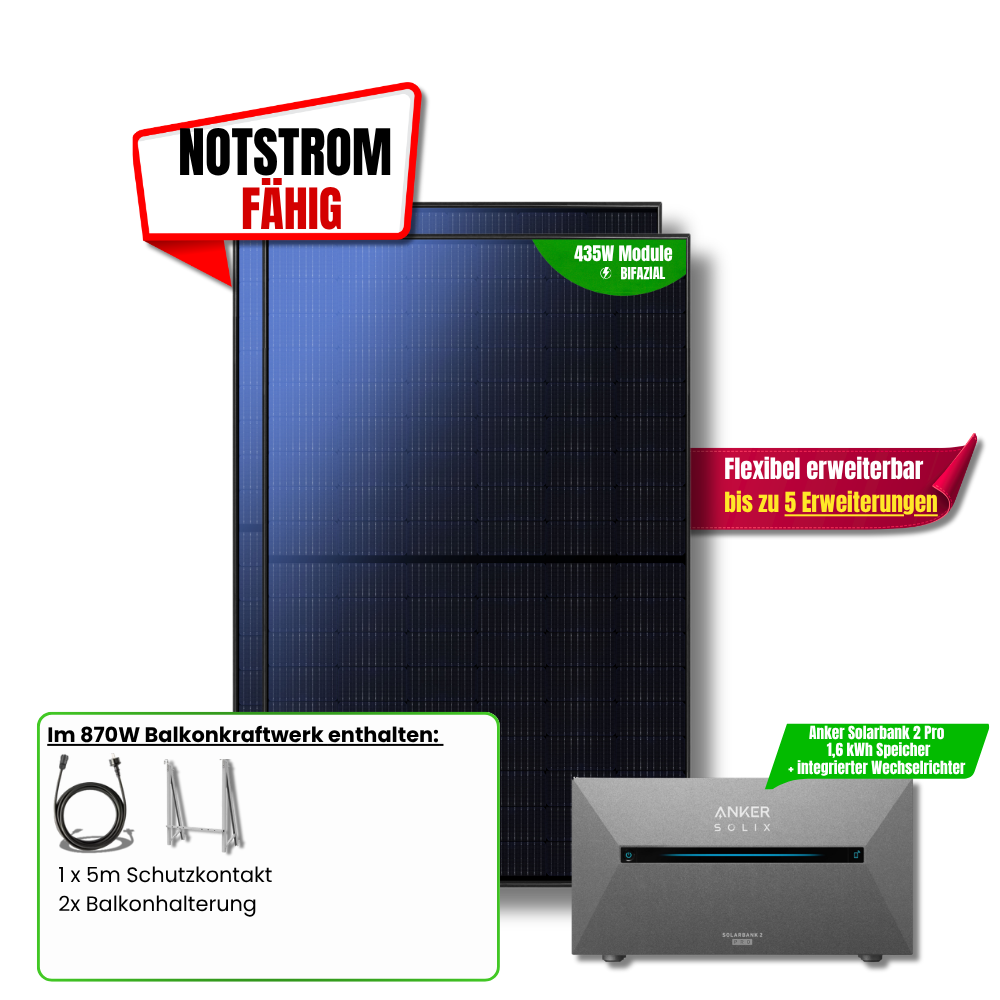 870 W Balkonkraftwerk Anker SOLIX Solarbank 2 Pro
