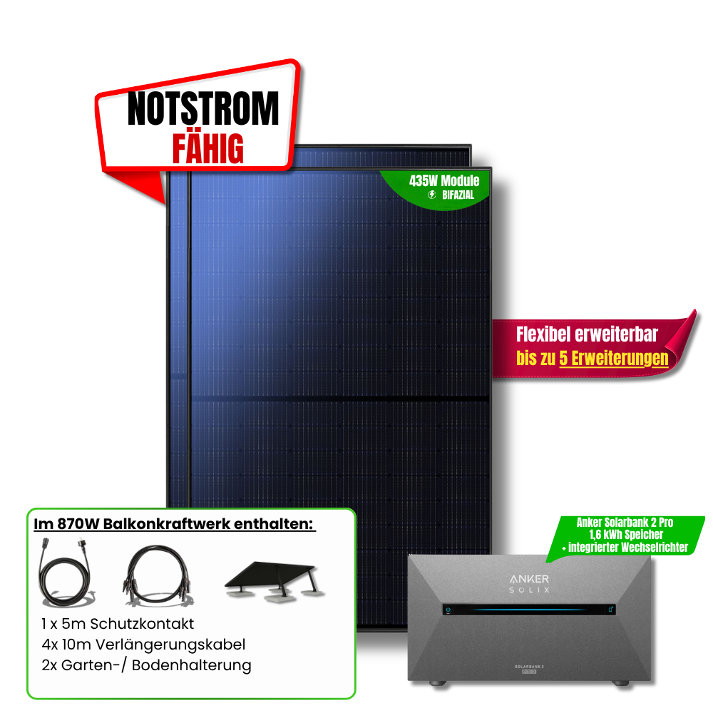 870 W Balkonkraftwerk Anker SOLIX Solarbank 2 Pro