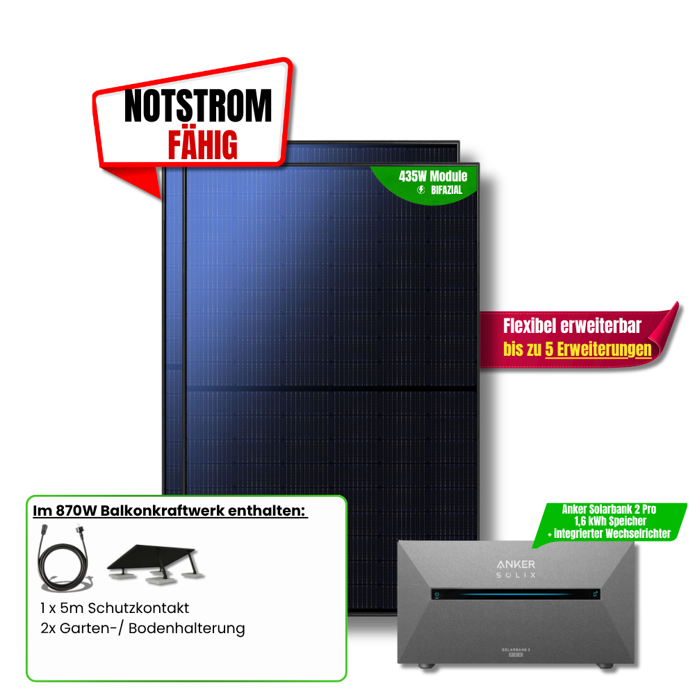 870 W Balkonkraftwerk Anker SOLIX Solarbank 2 Pro