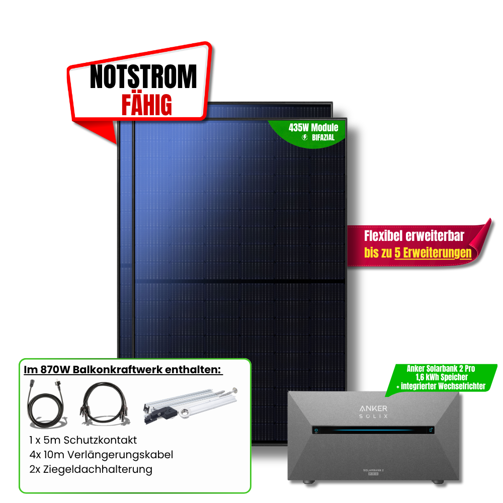870 W Balkonkraftwerk Anker SOLIX Solarbank 2 Pro