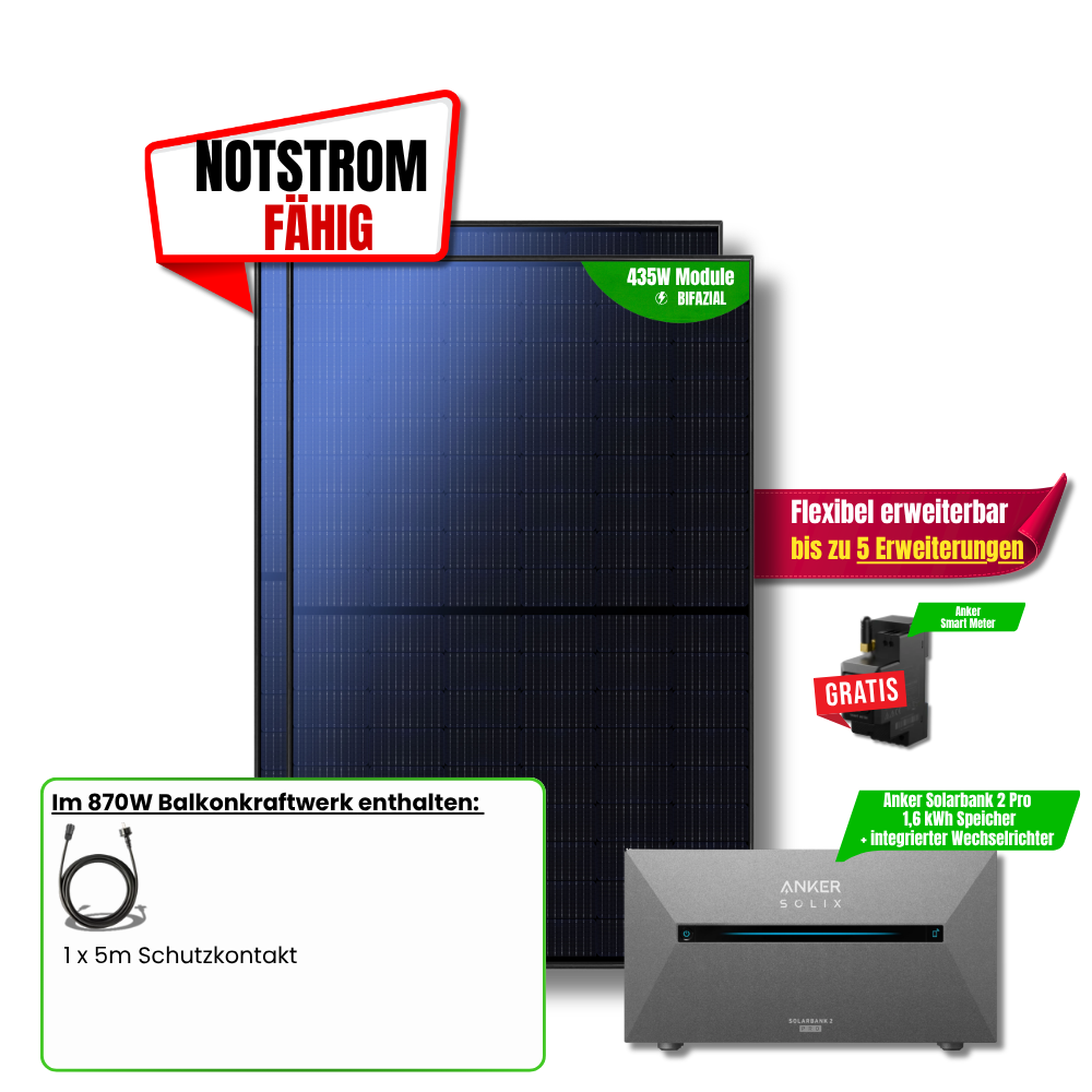 870 W Balkonkraftwerk Anker SOLIX Solarbank 2 Pro