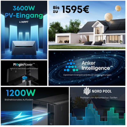 1860W Balkonkraftwerk mit 5,4 kWh Anker Solix Pro 3+ Zusatzakku