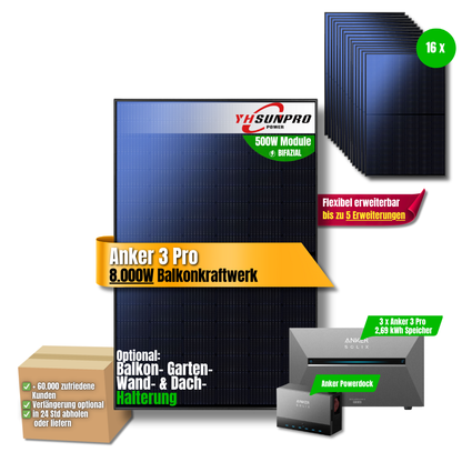 Balkonkraftwerk 8.000 Watt Anker 3 pro (3x) + Anker Powerdock