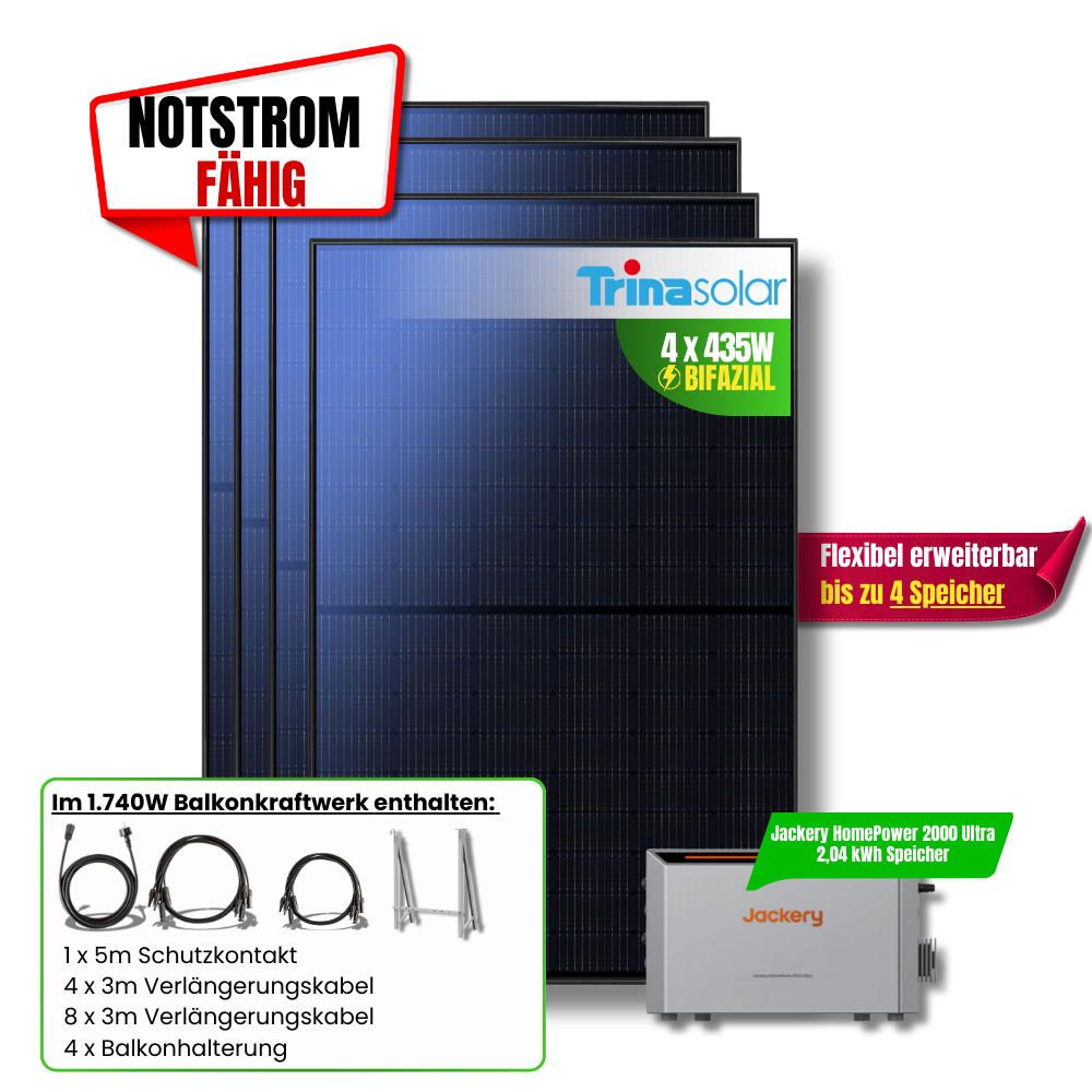 1740 Watt Jackery Homepower 2000 Ultra Balkonkraftwerk