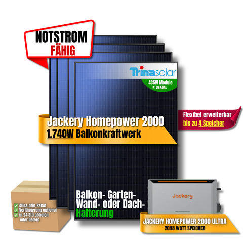 1740 Watt Jackery Homepower 2000 Ultra Balkonkraftwerk 1500W AC