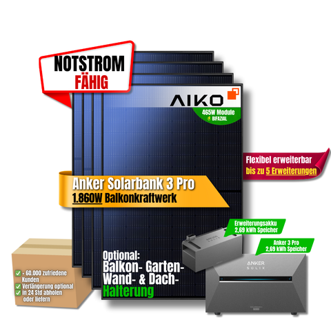 1860W Balkonkraftwerk mit 5,4 kWh Anker Solix Pro 3+ Zusatzakku