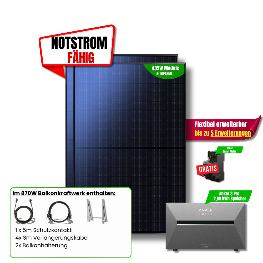 870 W Balkonkraftwerk Anker SOLIX Solarbank 3 Pro