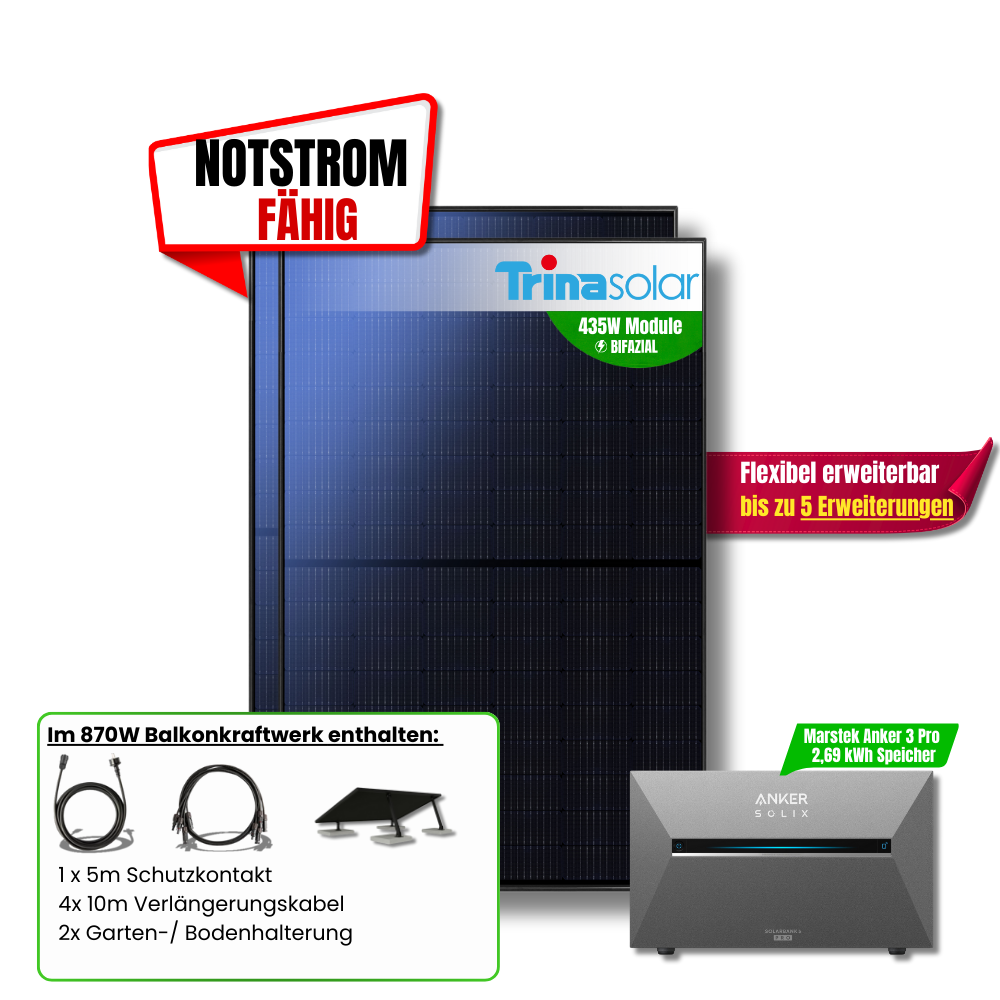 870 Watt Anker Solix Pro 3 Balkonkraftwerk