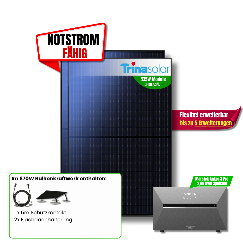 870 Watt Anker Solix Pro 3 Balkonkraftwerk