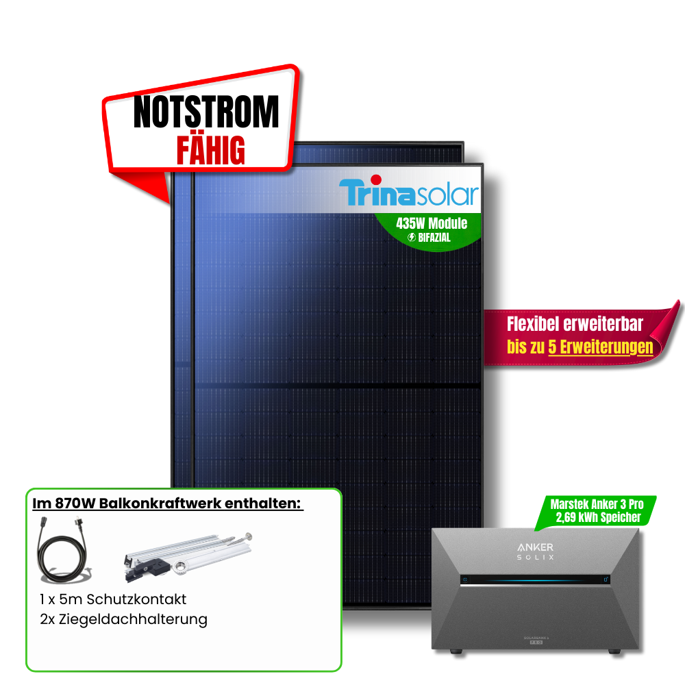 870 Watt Anker Solix Pro 3 Balkonkraftwerk